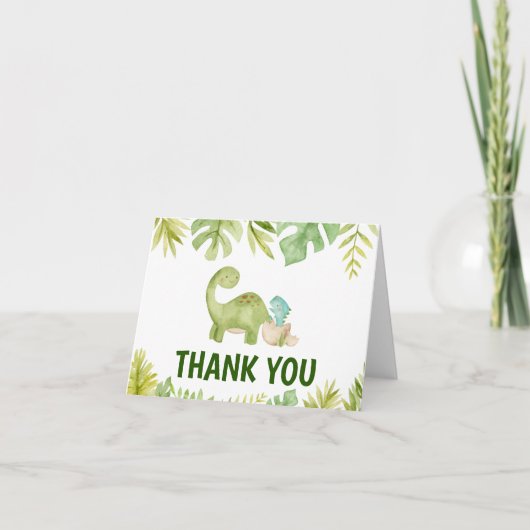 Dinosaur Babydusche Danke Karte (Vorderseite)