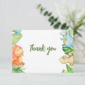 Dinosaur Babydusche Danke Karte (Stehend Vorderseite)