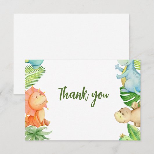 Dinosaur Babydusche Danke Karte (Vorne/Hinten)