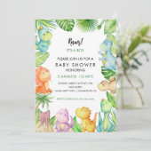 Dinosaur Babydusche Einladung (Stehend Vorderseite)