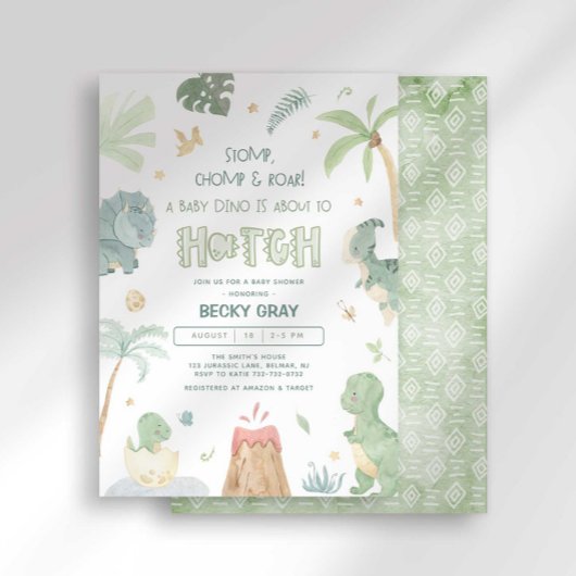 Dinosaur Babydusche Einladung