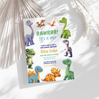 Dinosaur Babydusche Einladung