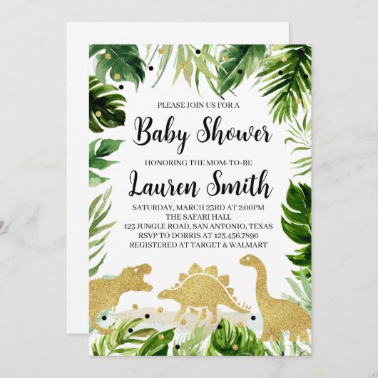 Dinosaur Babydusche Einladung (Vorne/Hinten)