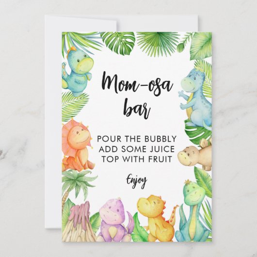 Dinosaur Babydusche Mama-osa-Bar Zeichen Einladung (Vorderseite)