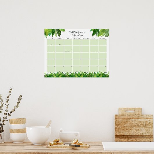 Dinosaur Babydusche Ratschlag Fälligkeitsdatum Poster (Küche)