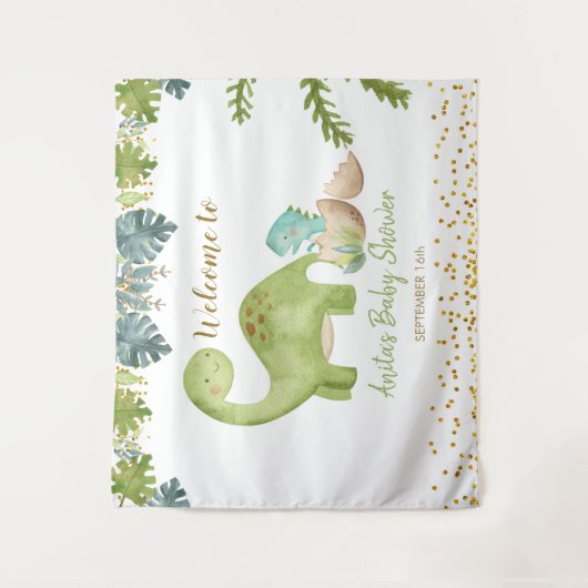 Dinosaur Babydusche Zeichenband Wandteppich (Vorderseite)