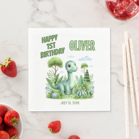 Dinosaur Baby's 1. Geburtstag Serviette (Beispiel)