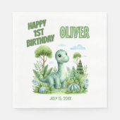 Dinosaur Baby's 1. Geburtstag Serviette (Vorderseite)