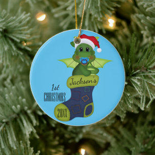 Dinosaur Baby's 1. Weihnachten Keramik Ornament