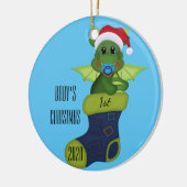 Dinosaur Baby's 1. Weihnachten Keramik Ornament (Links)