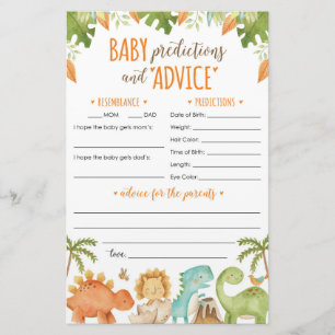Dinosaur-Babyvoraussagen und Advice-Card Briefpapier