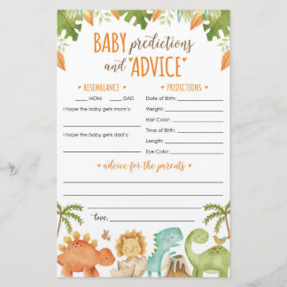 Dinosaur-Babyvoraussagen und Advice-Card Briefpapier