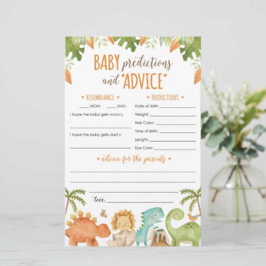 Dinosaur-Babyvoraussagen und Advice-Card Briefpapier (Stehend Vorderseite)