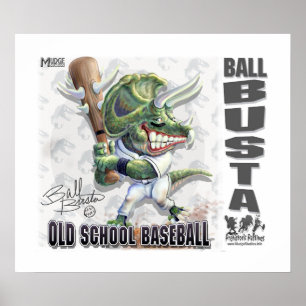 Dinosaur Ball Busta Baseball Poster