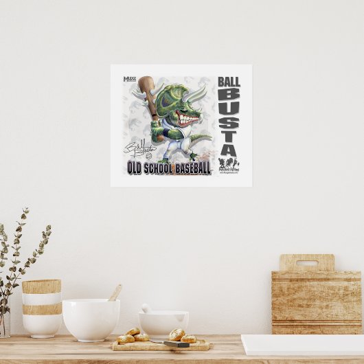 Dinosaur Ball Busta Baseball Poster (Küche)