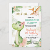 Dinosaur ballerina birthday party invitation einladung (Vorne/Hinten)