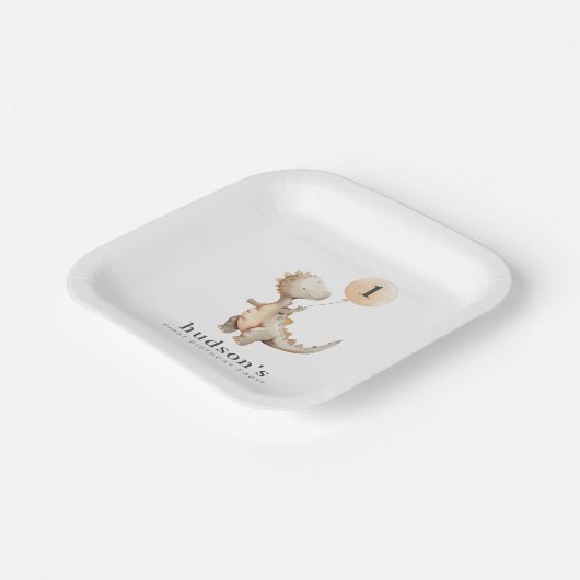 Dinosaur Ballon Pappteller (Gewinkelt)