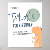 Dinosaur & Balloon Boy Geburtstagsparty Begrüßungs Poster (Vorne)