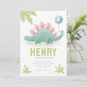 Dinosaur Balloon Kids Einladung zum Geburtstag (Stehend Vorderseite)
