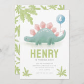 Dinosaur Balloon Kids Einladung zum Geburtstag (Vorne/Hinten)