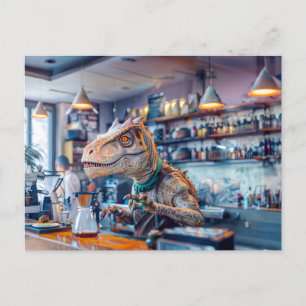 Dinosaur Barista im modernen Café Feiertagspostkarte