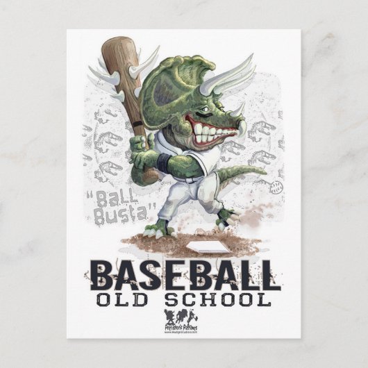 Dinosaur Baseball Ball Busta Gear Postkarte (Vorderseite)