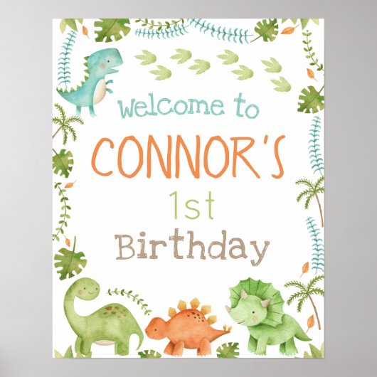 Dinosaur Begrüßungszeichen Poster (Vorne)