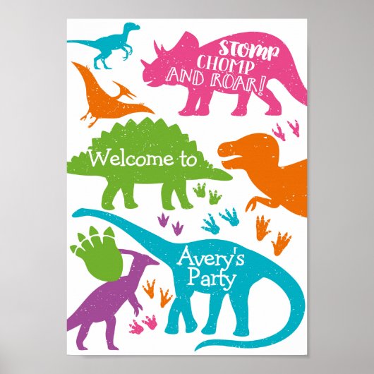 Dinosaur Begrüßungszeichen Poster (Vorne)