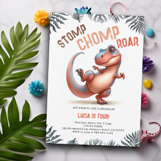 Dinosaur bewegt Coolen Stomp Chomp Roar Kindergebu Einladung
