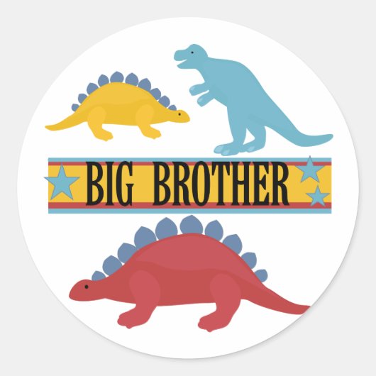 Dinosaur Big Brother Runder Aufkleber (Vorderseite)