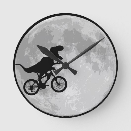Dinosaur Bike & Moon Runde Wanduhr (Vorderseite)