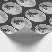 Dinosaur Bike und Mond Retro 80er Dino Geschenkpapier (Ecke)
