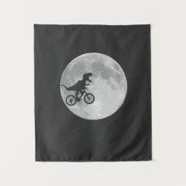 Dinosaur Bike und Moon Retro Dino Wandteppich