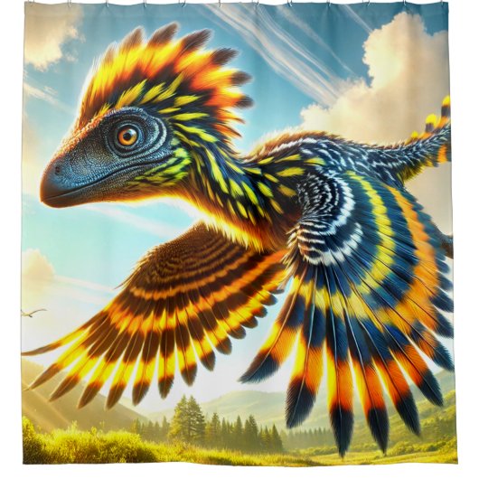 Dinosaur Bird Duschvorhang (Vorderseite)