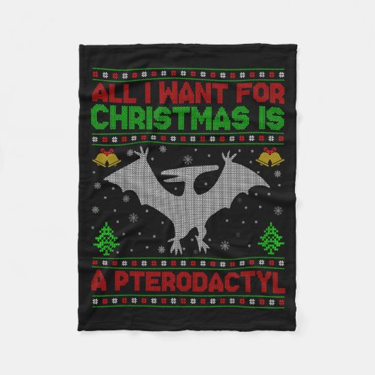 Dinosaur Bird Ugly All I Want For Christmas Is A P Fleecedecke (Vorderseite)