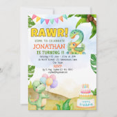Dinosaur Birthday 2 for Boys | Rawr Dino party Einladung (Vorderseite)