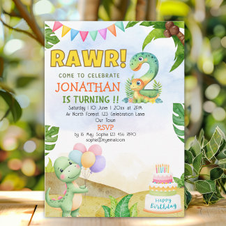 Dinosaur Birthday 2 for Boys | Rawr Dino party Einladung