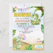 Dinosaur Birthday 3 for Boys | Rawr Dino party Einladung (Vorderseite)