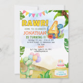 Dinosaur Birthday 4th for Boys | Rawr Dinosaur  Einladung (Vorderseite)