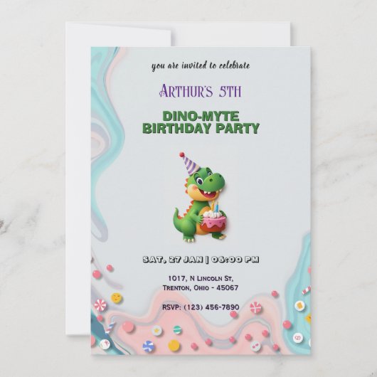 Dinosaur Birthday Bash Personalisiert Einladung (Vorderseite)