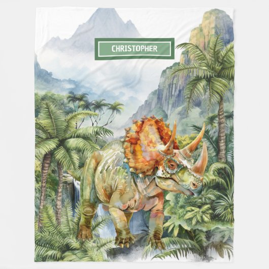 Dinosaur Birthday Blanket Boys Personalisiertes Ge Fleecedecke (Vorderseite)