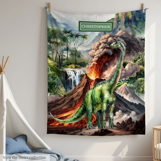 Dinosaur Birthday Blanket Individuelle Name für Ju Fleecedecke