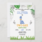 Dinosaur Birthday Boy Aquarellviolett gelb Einladung (Vorderseite)