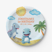 Dinosaur Birthday boy Party  Pappteller (Vorderseite)