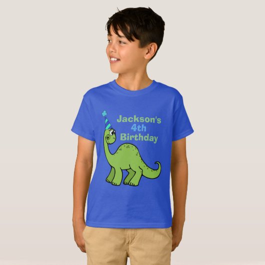 Dinosaur Birthday Boy Personalisiert Kids T-Shirt (Vorne ganz)