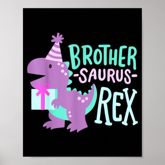 Dinosaur Birthday Brother Saurus T Rex Family Matc Poster (Vorne)