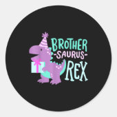 Dinosaur Birthday Brother Saurus T Rex Family Matc Runder Aufkleber (Vorderseite)