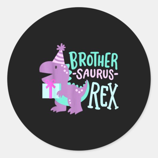 Dinosaur Birthday Brother Saurus T Rex Family Matc Runder Aufkleber (Vorderseite)