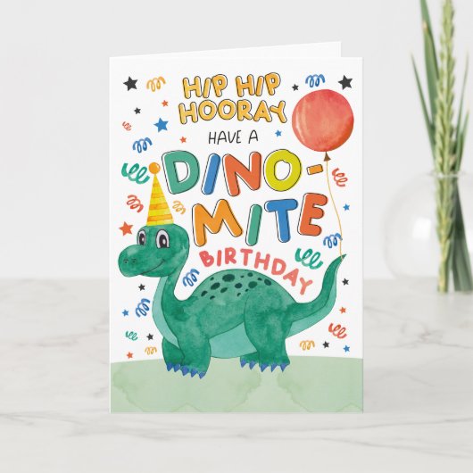 Dinosaur Birthday Card | Dinosaurierkarte Einladung (Vorderseite)