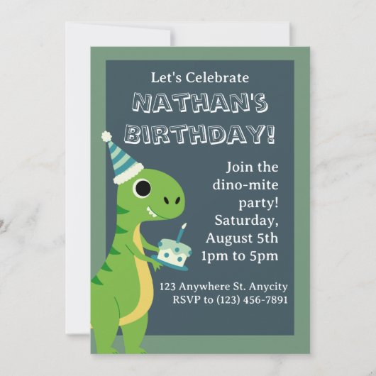 Dinosaur Birthday Card Einladung (Vorderseite)